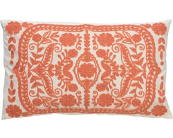 Dutch Decor MIMI - sierkussen 30x50 cm - 100% katoen - geborduurd - Muted Clay - roze en wit - Inclusief binnenkussen - Luxe kussens voor woonkamer & bank