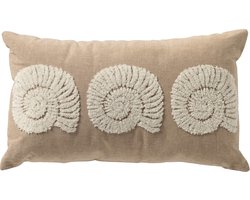 Dutch Decor MORGAN - kussenhoes 30x50 cm - schelpen - Irish Cream - beige - met rits - zonder binnenkussen