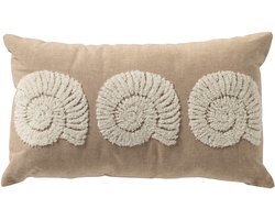 Dutch Decor MORGAN - sierkussen 30x50 cm - schelpen - Irish Cream - beige - Inclusief binnenkussen - Luxe kussens voor woonkamer & bank