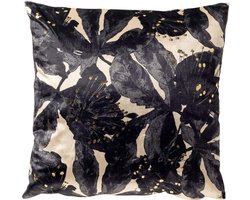 Dutch Decor MOSI - sierkussen 45x45 cm - bloemenprint - Brazillian Sand - beige, zwart - Inclusief binnenkussen