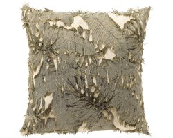 Dutch Decor NILO - sierkussen 45x45 cm - bladmotief - Oil Green - groen - Inclusief binnenkussen - Luxe kussens voor woonkamer & bank