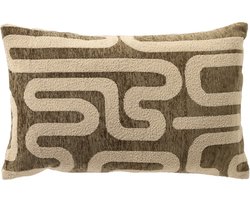 Dutch Decor NIMA - Kussenhoes 30x50 cm - Mayfly - groen en beige - met rits - zonder binnenkussen