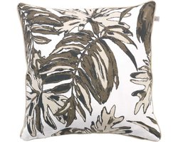 Dutch Decor NORTY - Sierkussen 45x45 cm - zand - beige - katoen - met rits - botanische print - Inclusief binnenkussen