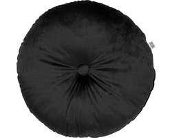 Dutch Decor - OLLY - sierkussen Ø38 cm - rond velvet - Raven - zwart