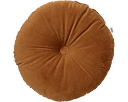 Dutch Decor - OLLY - sierkussen Ø38 cm - rond velvet - Tobacco Brown - bruin