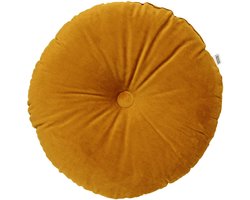 Dutch Decor - OLLY - sierkussen Ø40 cm - rond velvet - Chai Tea - geel