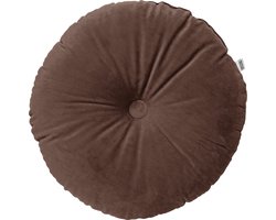Dutch Decor - OLLY - sierkussen Ø40 cm - rond velvet - Chocolate Martini - bruin