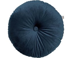 Dutch Decor - OLLY - sierkussen Ø40 cm - rond velvet - Insignia Blue - blauw
