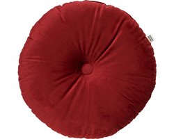Dutch Decor - OLLY - sierkussen Ø40 cm - rond velvet - Merlot - rood