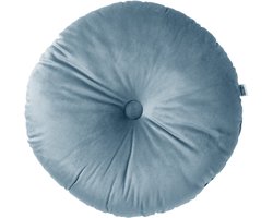 Dutch Decor - OLLY - sierkussen Ø40 cm - rond velvet - Provincial Blue - blauw