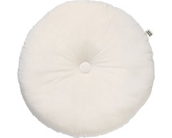 Dutch Decor - OLLY - sierkussen Ø40 cm - rond velvet - Snow White - wit