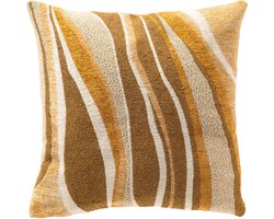 Dutch Decor PEGGI - sierkussen 45x45 cm - gestreept - Chai Tea - geel, bruin, beige - Inclusief binnenkussen - Luxe kussens voor woonkamer & bank