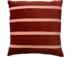 Dutch Decor PEMM - kussenhoes 45x45 cm - velvet - color blocking - Muted Clay - roze, oranje - met rits - zonder binnenkussen