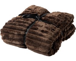 Dutch Decor - Plaid 150x200 cm - RICKY - superzacht, extra dik, warm, donzig, flannel fleece – donkerbruin