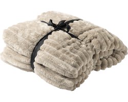 Dutch Decor - Plaid 150x200 cm - RICKY - superzacht, extra dik, warm, donzig, flannel fleece – zand/beige