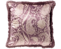 Dutch Decor RAVIE - kussenhoes 45x45 cm - paisley - fringe - Dusky Orchid - paars - met rits - zonder binnenkussen