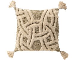 Dutch Decor RILEY - sierkussen 45x45 cm - geometrisch ontwerp - getuft - Sponge - groen - Inclusief binnenkussen - Luxe kussens voor woonkamer & bank
