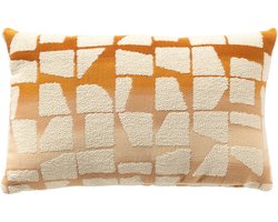 Dutch Decor RIO - kussenhoes 30x50 cm - Golden Ochre - oranje, wit - met rits - zonder binnenkussen