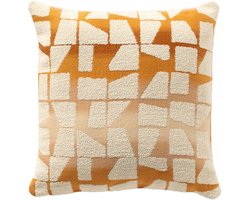 Dutch Decor RIO - kussenhoes 45x45 cm - Golden Ochre - oranje, wit - met rits - zonder binnenkussen