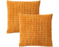 Dutch Decor ROME - Kussenhoes 45x45 cm - 100% polyester - effen kleur - Golden Glow - geel - met rits - zonder binnenkussen