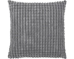 Dutch Decor ROME - kussenhoes 45x45 cm - effen kleur - 3D-structuur - Charcoal Gray - antraciet - met rits - zonder binnenkussen