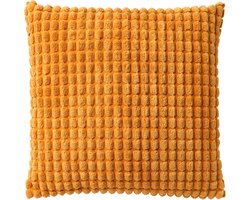 Dutch Decor ROME - kussenhoes 45x45 cm - effen kleur - 3D-structuur - Golden Glow - geel - met rits - zonder binnenkussen