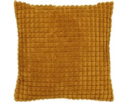 Dutch Decor ROME - sierkussen 45x45 cm - effen kleur - 3D-structuur - Chai Tea - geel - Inclusief binnenkussen - Luxe kussens voor woonkamer & bank