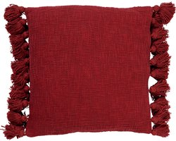 Dutch Decor RUBY - Kussenhoes 45x45 cm - 100% katoen - met flosjes - Merlot - rood - met rits - zonder binnenkussen