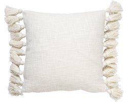 Dutch Decor RUBY - Kussenhoes 45x45 cm - 100% katoen - met flosjes - Snow White - wit - met rits - zonder binnenkussen