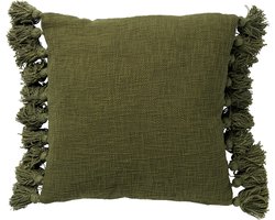 Dutch Decor RUBY - Sierkussen 45x45 cm - 100% katoen - met flosjes - Chive - groen - Inclusief binnenkussen - Luxe kussens voor woonkamer & bank