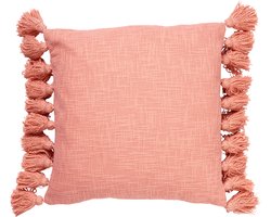 Dutch Decor RUBY - Sierkussen 45x45 cm - 100% katoen - met flosjes - Muted Clay - roze - Inclusief binnenkussen - Luxe kussens voor woonkamer & bank