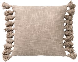 Dutch Decor RUBY - Sierkussen 45x45 cm - 100% katoen - met flosjes - Pumice Stone - beige - Inclusief binnenkussen - Luxe kussens voor woonkamer & bank