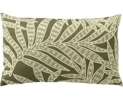 Dutch Decor - SAMUEL - Buitenkussen 30x50 cm - outdoor - waterafstotend en uv-bestendig - bladprint - Olive Branch - groen