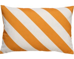 Dutch Decor - SANZENO - Outdoor Kussenhoes 40x60 cm - waterafstotend en uv-bestendig - gestreept - Golden Glow - wit en geel
