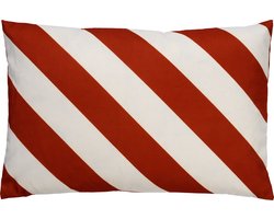 Dutch Decor - SANZENO - Outdoor Kussenhoes 40x60 cm - waterafstotend en uv-bestendig - gestreept - Potters Clay - wit en oranje