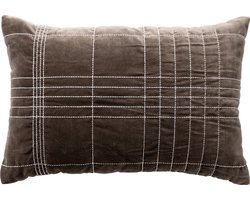 Dutch Decor SELAH - kussenhoes 40x60 cm - velvet - 100% katoen - taupe - met rits - zonder binnenkussen