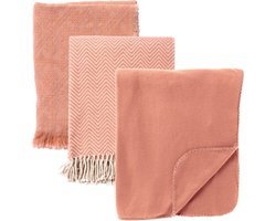 Dutch decor Set van 3 plaids - Pablo - Evony - Belle - muted - roze - Summer Plaids