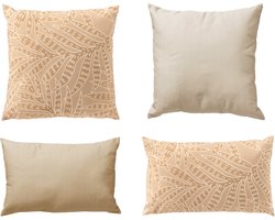 Dutch Decor - Set van 4 buitenkussens - Outdoor - beige - 45x45 cm - 40x60 cm - inclusief binnenkussens - Waterafstotend + UV bestendig