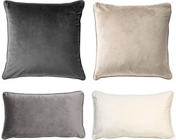 Dutch Decor - Set van 4 sierkussens - Essentials - beige - antraciet - taupe - wit - 45x45 cm - 30x50 cm - inclusief binnenkussens - velvet