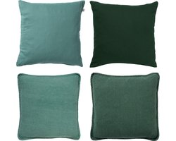 Dutch Decor - Set van 4 sierkussens - Essentials - groen - donkergroen - 45x45 cm - inclusief binnenkussens - katoen