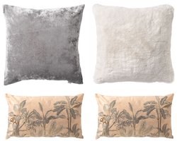 Dutch Decor - Set van 4 sierkussens - wit - beige - lichtgrijs - 45x45 cm - 30x50 cm - inclusief binnenkussens