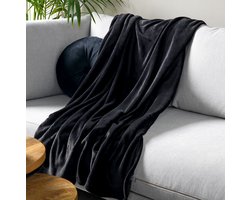 Dutch Decor - SIDNEY - plaid 140x180 cm - fleece deken - 100% gerecycled - Raven - zwart