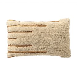 Dutch Decor Sierkussen Jizz - Stof - Beige/Creme/Goud - 50 x 30 x 0 cm (BxHxD)
