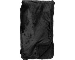 Dutch Decor - STANLEY - Plaid 150x200 cm - fleece deken met teddy en fleece - Raven - zwart