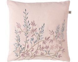 Dutch Decor STUVA - Kussenhoes geborduurd bloemen 45x45 cm - nude - roze - blauw - pasteltinten - met rits