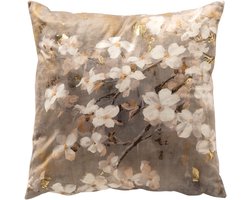 Dutch Decor SUZY - sierkussen 45x45 cm - bloemenprint - Driftwood - taupe - Inclusief binnenkussen - Luxe kussens voor woonkamer & bank