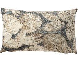 Dutch Decor TOBI - kussenhoes 30x50 cm - bladprint - Sterling Blue - blauw - met rits - zonder binnenkussen