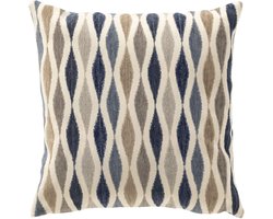 Dutch Decor TULA - sierkussen 45x45 cm - golvend patroon - Dark Denim - blauw - Inclusief binnenkussen - Luxe kussens voor woonkamer & bank