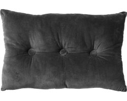 Dutch Decor VALERIE - Sierkussen 40x60 cm - velvet - met knopen - Charcoal Gray - antraciet - Inclusief binnenkussen - Luxe kussens voor woonkamer & bank