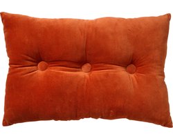 Dutch Decor VALERIE - Sierkussen 40x60 cm - velvet - met knopen - Potters Clay - oranje - Inclusief binnenkussen